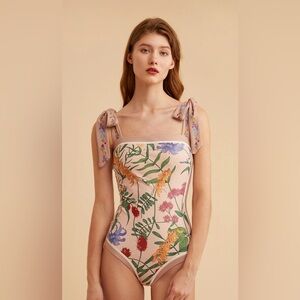 JOANNA REVERSIBLE TIE-SHOULDER ONE PIECE SWIMSUIT size M